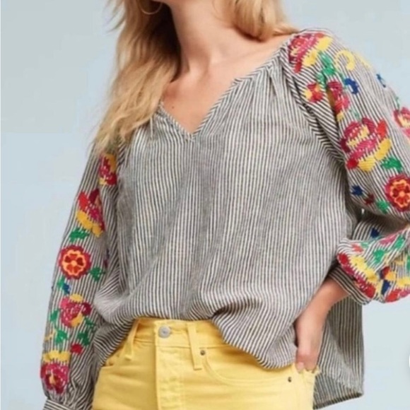 Anthropologie Tops - Anthropologie Floreat Embroidery Top Sz Med